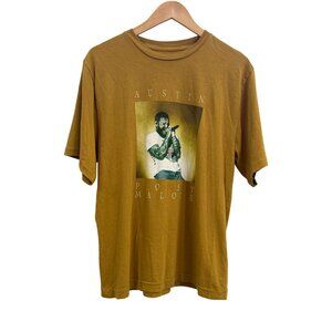 Post Malone Austin 2023 Tour T-Shirt Mustard Yellow Graphic Tee Size M